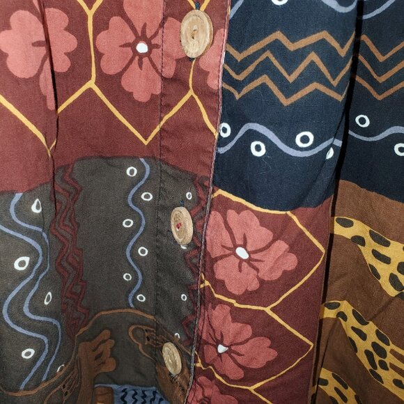 Go Softly Safari House Dress Midi Button-Front Animal Patchwork Giraffe Elephant - Picture 3 of 7